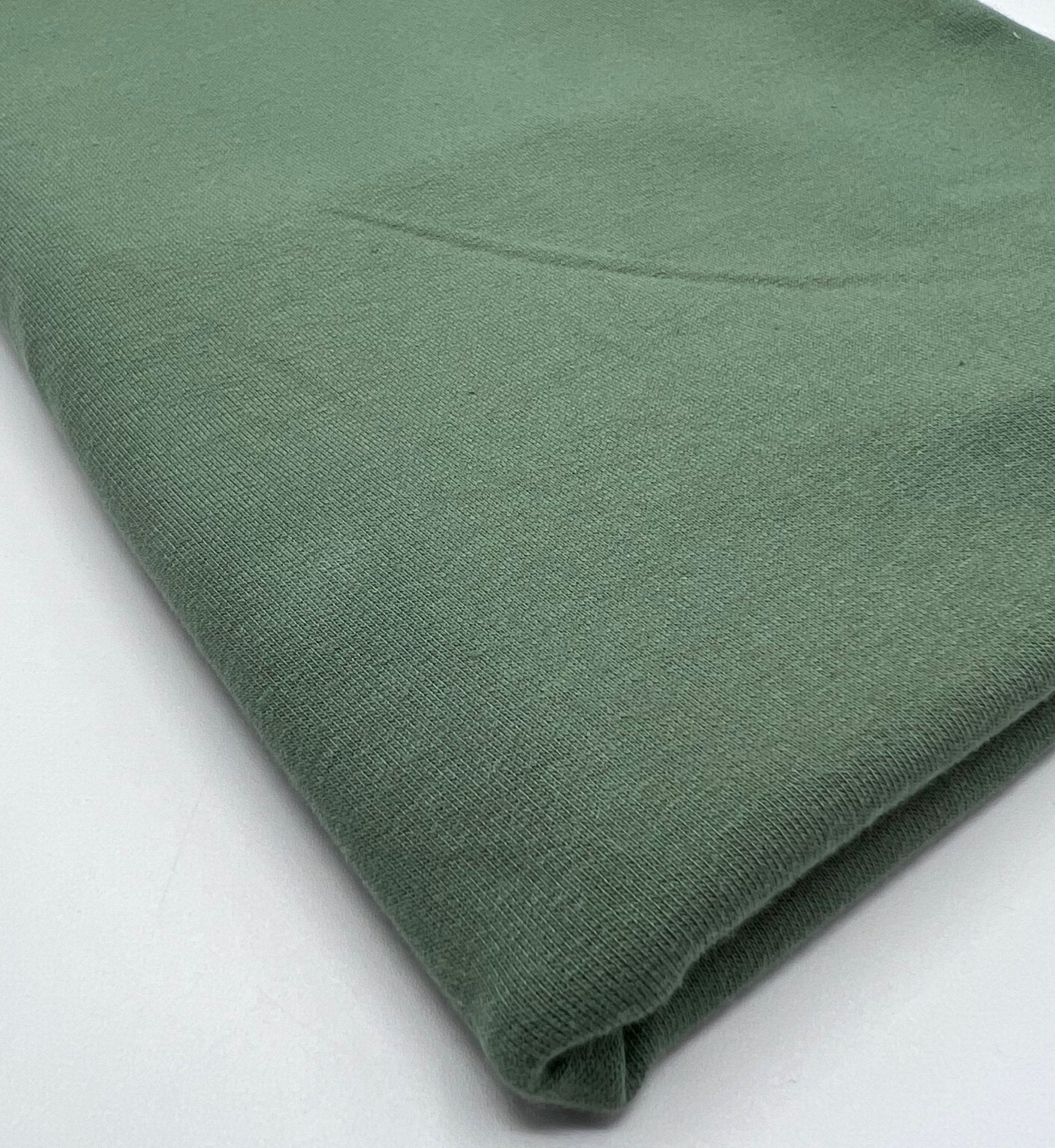 Green French Terry Loopback Cotton Jersey 230 GSM 95/5 Lycra 4 Way Stretch - T9 Fabrics