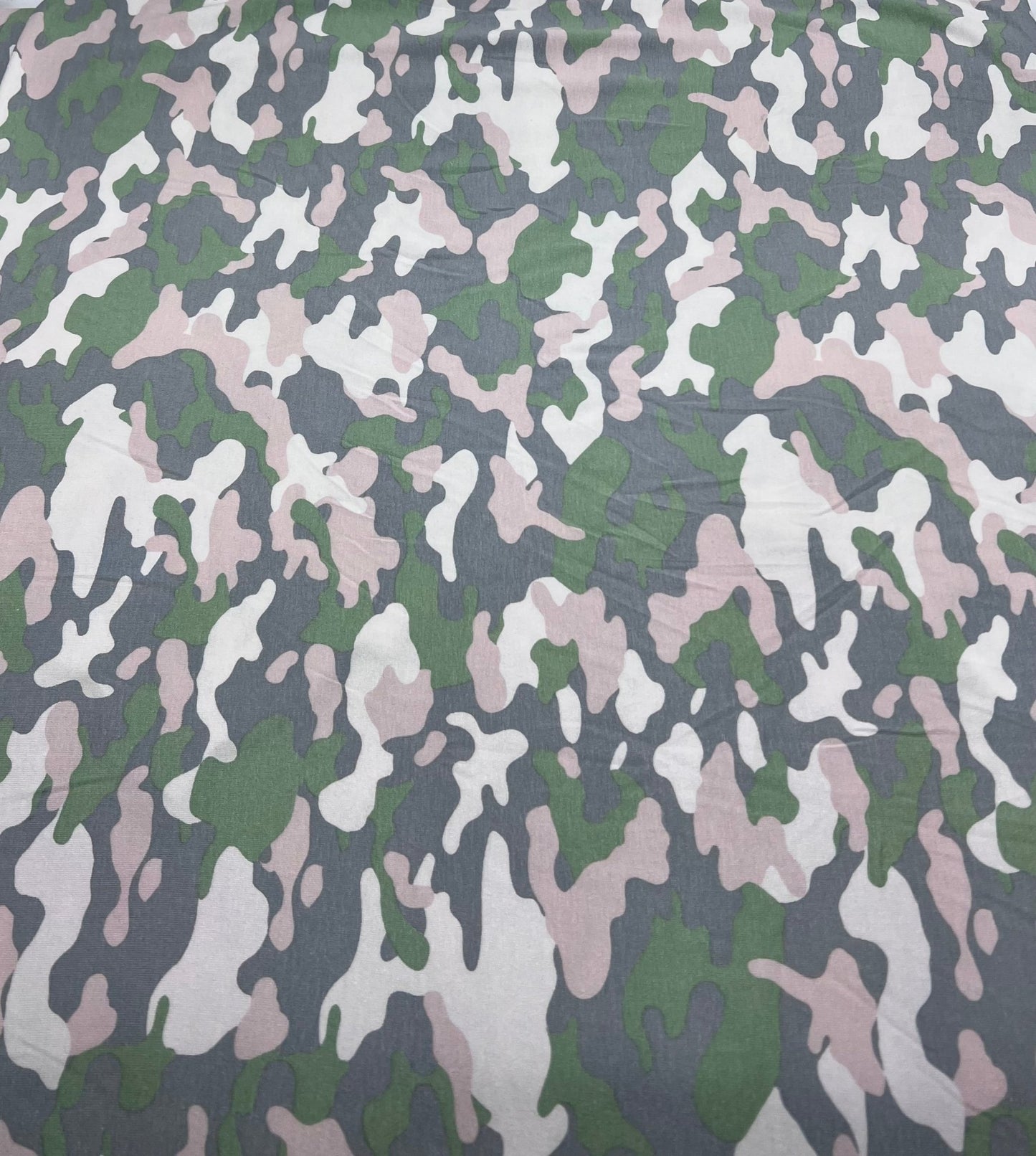 Green Grey Soft Pink Camo Print Viscose Elastane Fabric - T9 Fabrics