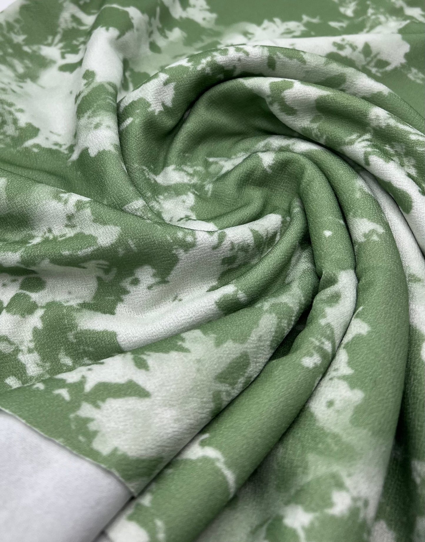 Green Mix Print Lightweight Jersey Crepe Fabric 4 Way Stretch - T9 Fabrics