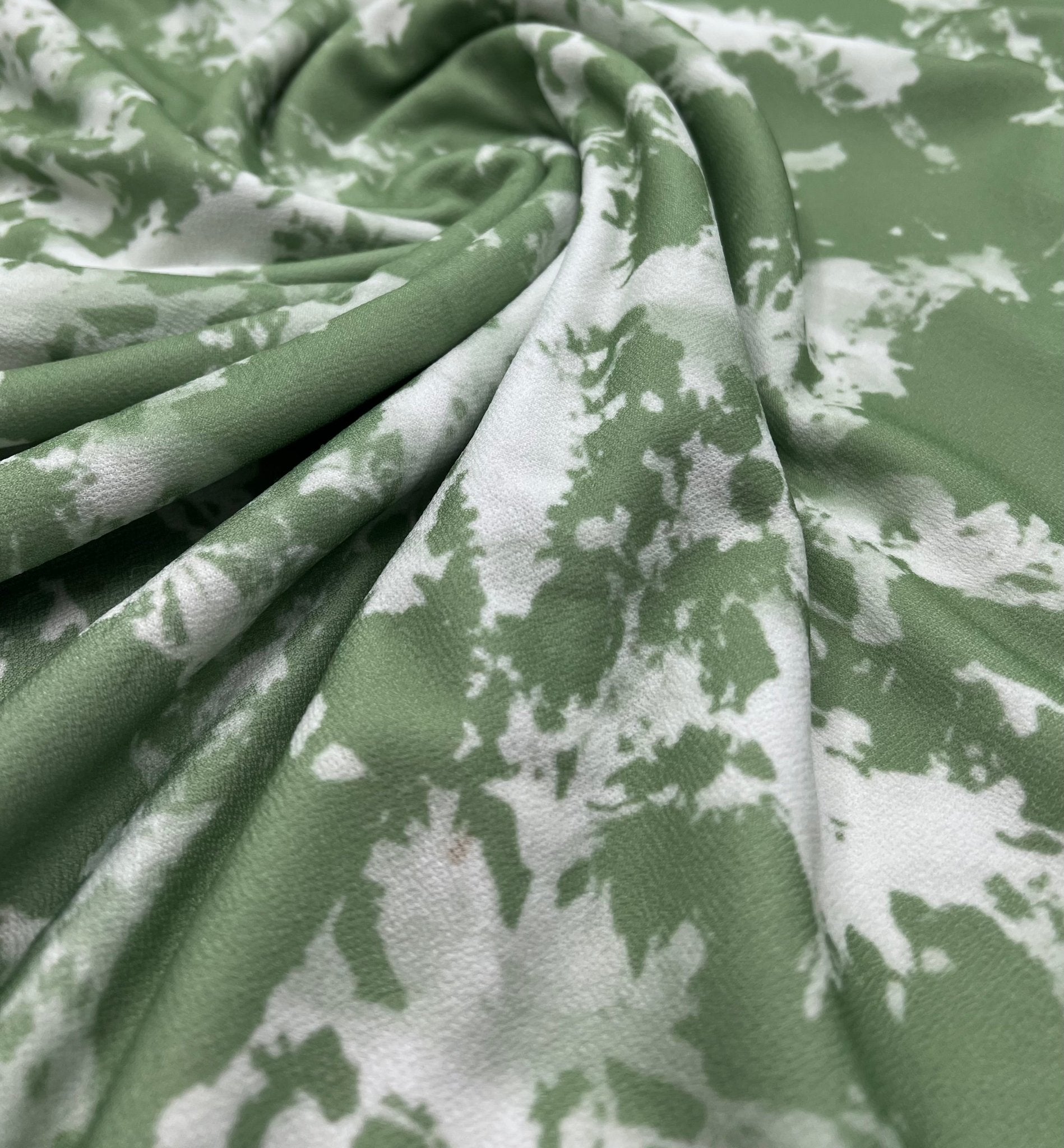 Green Mix Print Lightweight Jersey Crepe Fabric 4 Way Stretch - T9 Fabrics