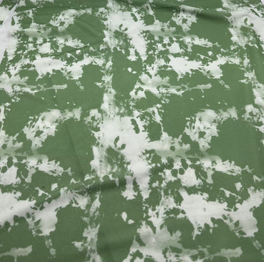 Green Mix Print Lightweight Jersey Crepe Fabric 4 Way Stretch - T9 Fabrics