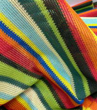 Green Multi Stripe Textured Knitted 2 Way Stretch Fabric - T9 Fabrics