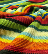 Green Multi Stripe Textured Knitted 2 Way Stretch Fabric - T9 Fabrics