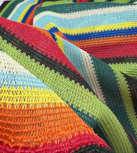 Green Multi Stripe Textured Knitted 2 Way Stretch Fabric - T9 Fabrics