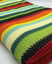 Green Multi Stripe Textured Knitted 2 Way Stretch Fabric - T9 Fabrics