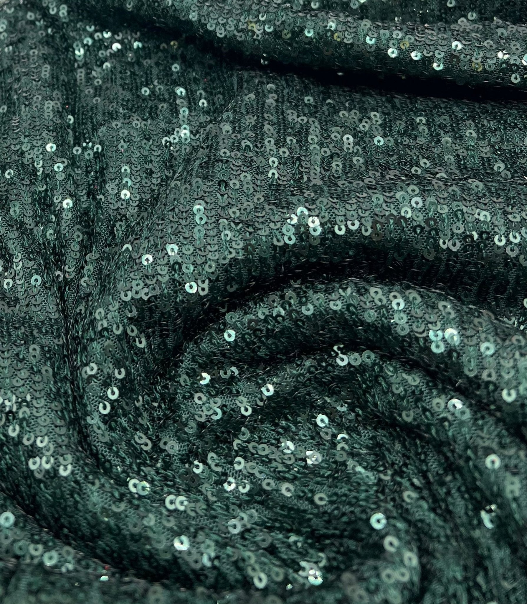Green On Green Sequin Detail Stretch Fabric - T9 Fabrics