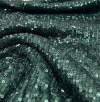 Green On Green Sequin Detail Stretch Fabric - T9 Fabrics