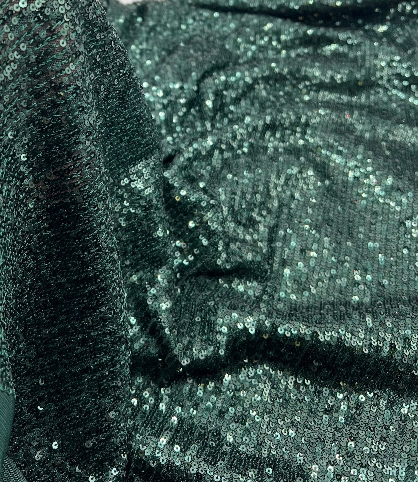 Green On Green Sequin Detail Stretch Fabric - T9 Fabrics