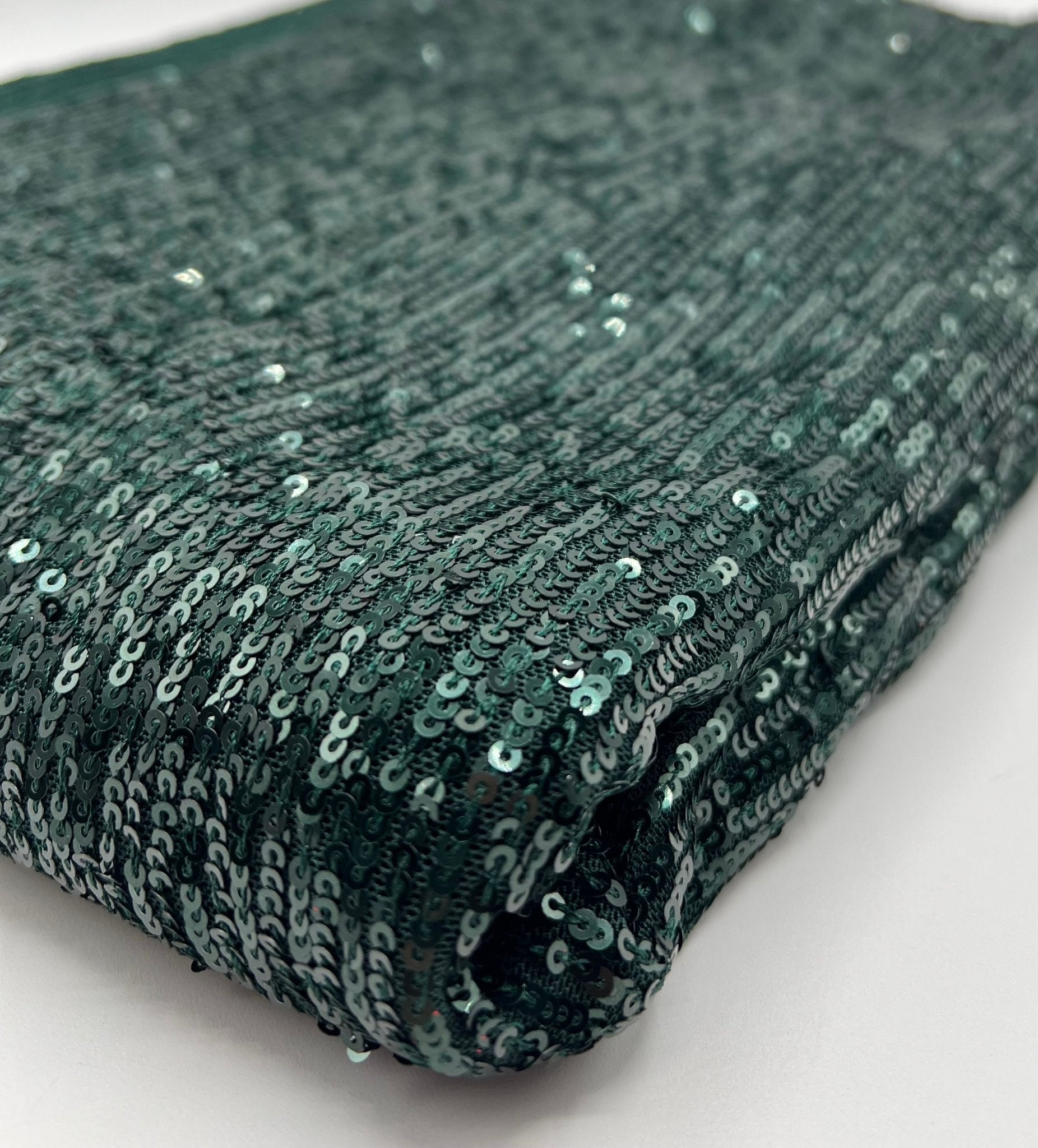 Green On Green Sequin Detail Stretch Fabric - T9 Fabrics
