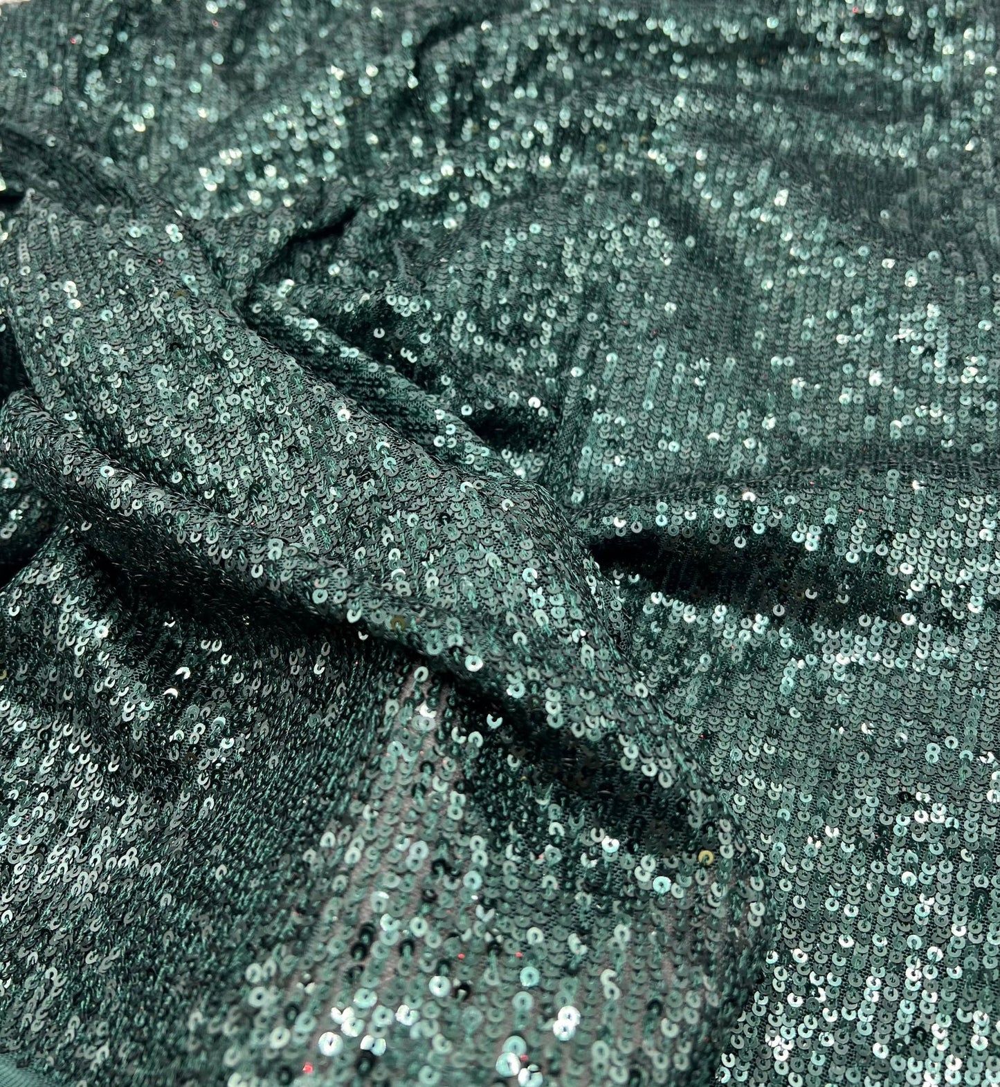 Green On Green Sequin Detail Stretch Fabric - T9 Fabrics