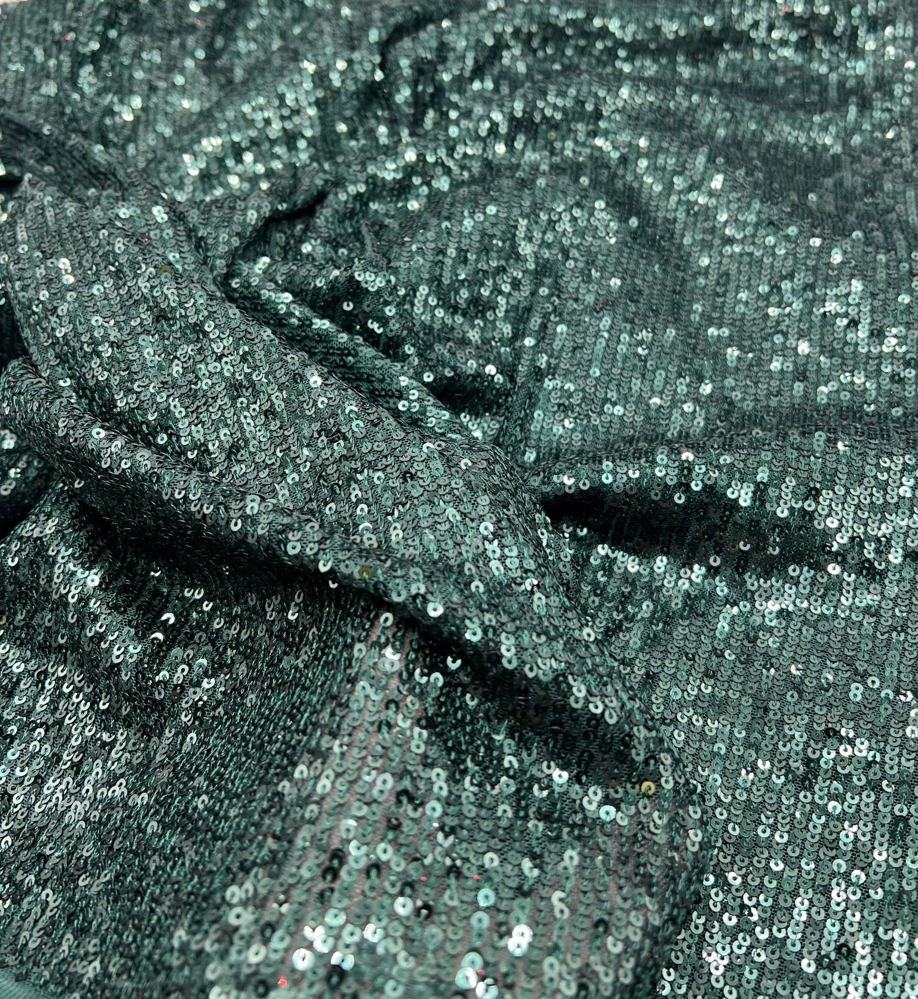 Green On Green Sequin Detail Stretch Fabric - T9 Fabrics