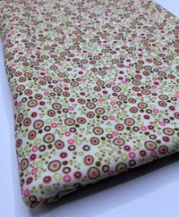 Green & Pink Small Circles Print Lightweight Jersey Crepe Fabric 4 Way Stretch - T9 Fabrics