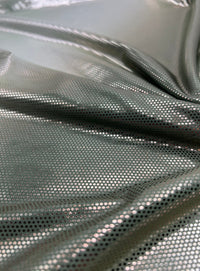 Green Silver Shiny Sequin Soft Touch 2 Way Stretch Fabric - T9 Fabrics