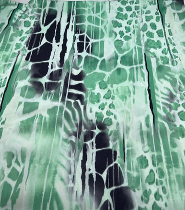 Green Snake Printed Scuba Crepe Jersey Fabric 4 Way Stretch - T9 Fabrics