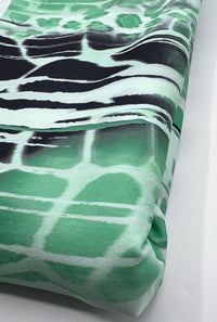 Green Snake Printed Scuba Crepe Jersey Fabric 4 Way Stretch - T9 Fabrics