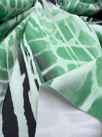 Green Snake Printed Scuba Crepe Jersey Fabric 4 Way Stretch - T9 Fabrics