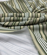 Green Stripe Print 2X1 Fine Rib Stretch Fabric - T9 Fabrics