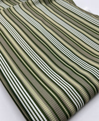 Green Stripe Print 2X1 Fine Rib Stretch Fabric - T9 Fabrics