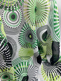 Green Swirl Printed Chiffon Dress Fabric - T9 Fabrics
