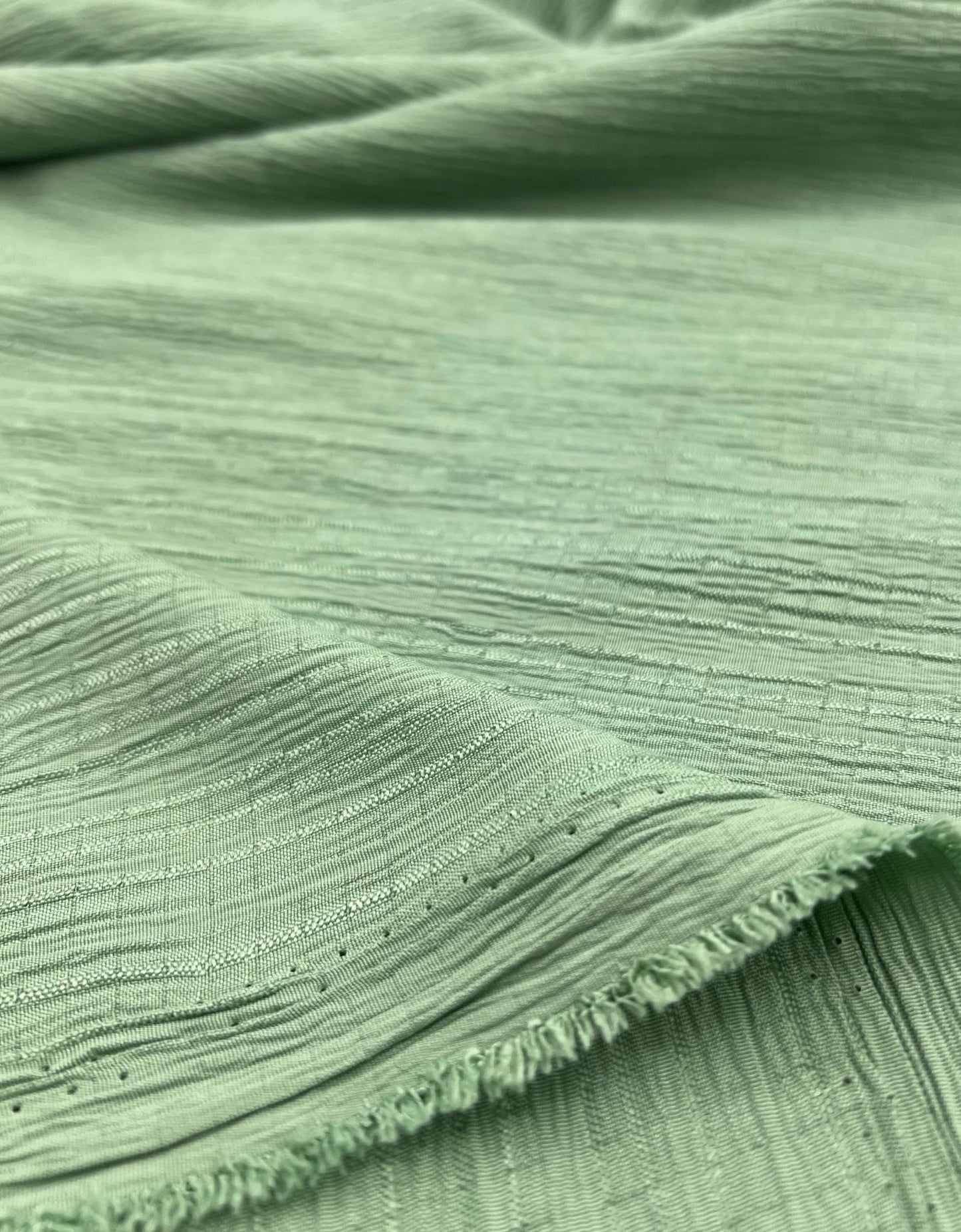 Green Textured Crinkle Lightweight Non Stretch Fabric - T9 Fabrics