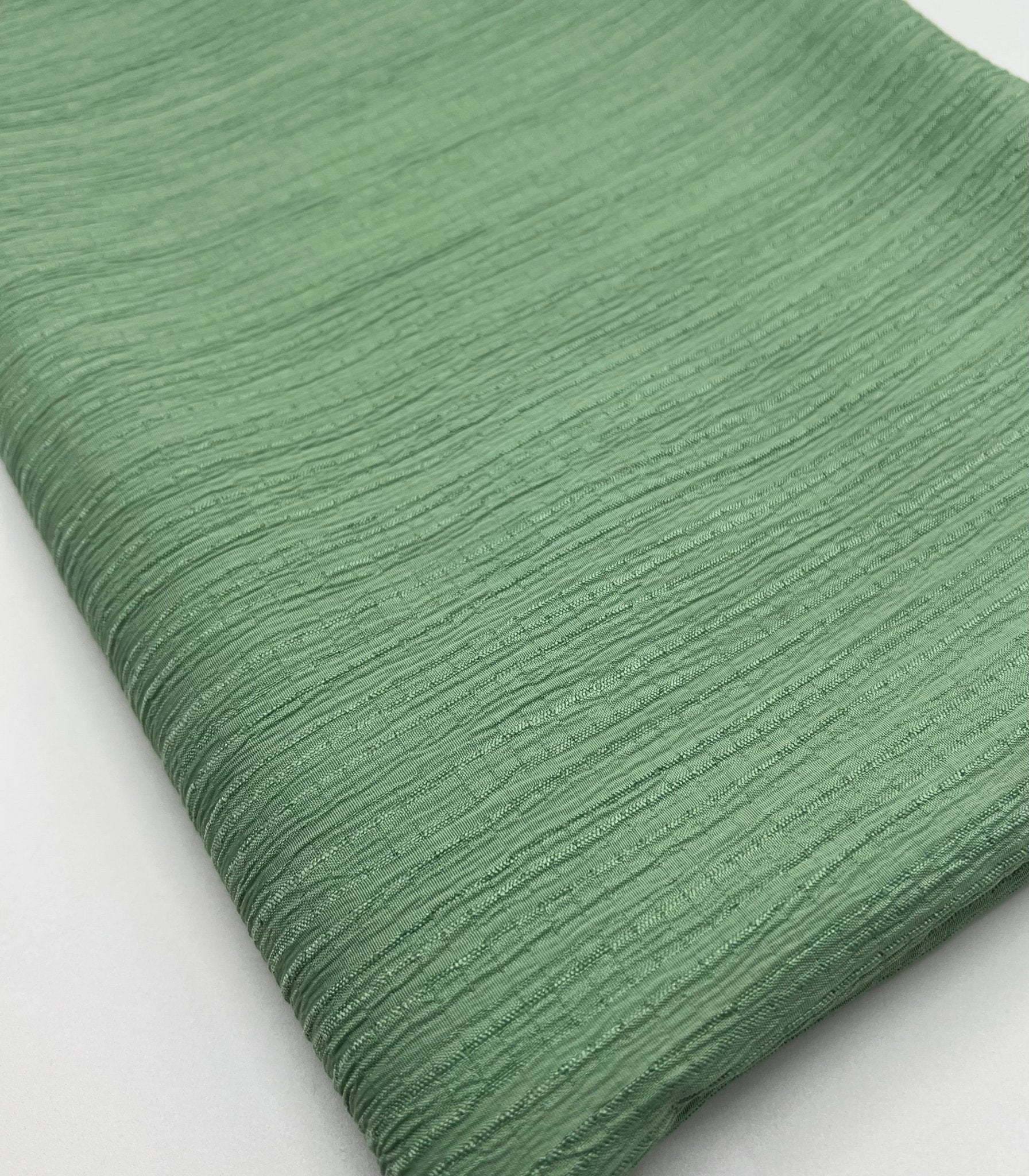 Green Textured Crinkle Lightweight Non Stretch Fabric - T9 Fabrics