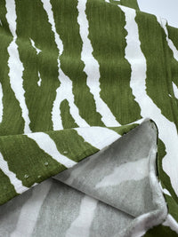 Green White Zebra Print Viscose Elastane Fabric - T9 Fabrics