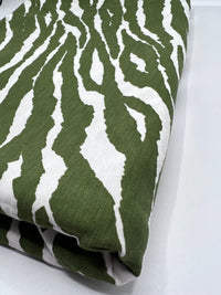 Green White Zebra Print Viscose Elastane Fabric - T9 Fabrics