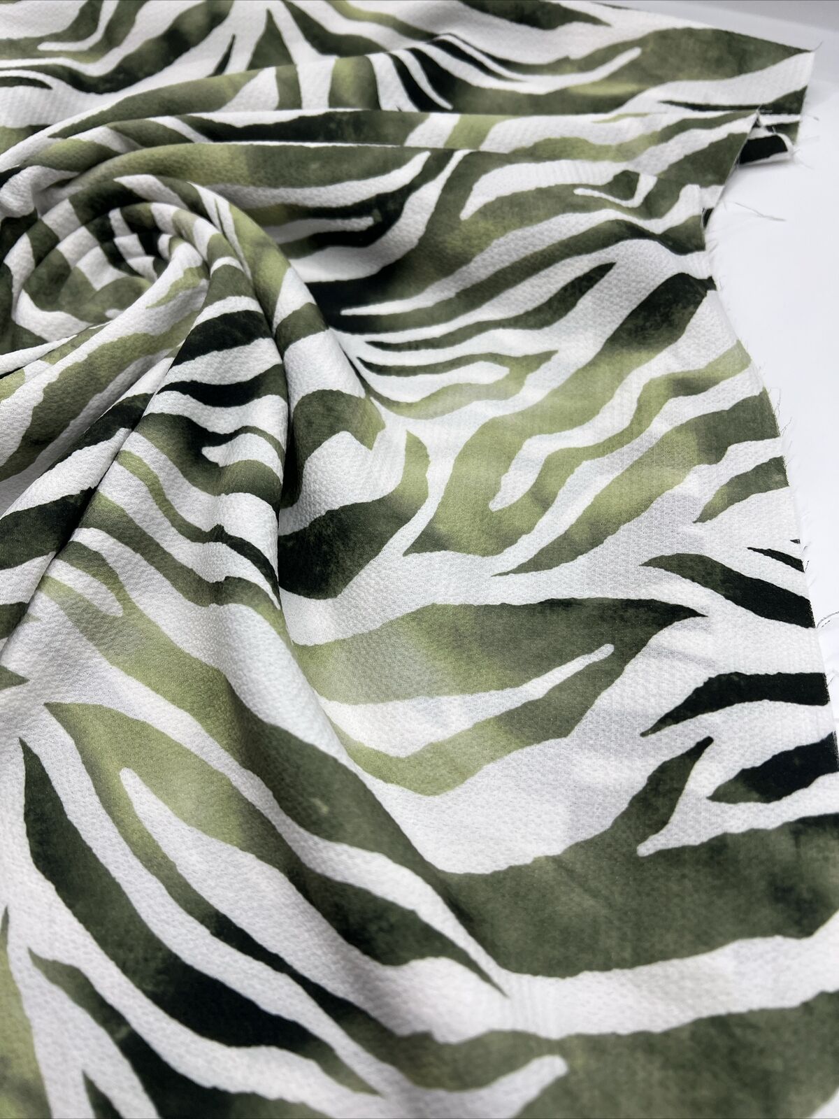 Green Zebra Print Chiffon Fabric - T9 Fabrics