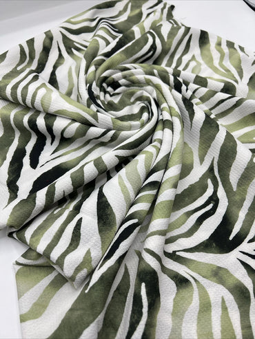 Green Zebra Print Chiffon Fabric - T9 Fabrics