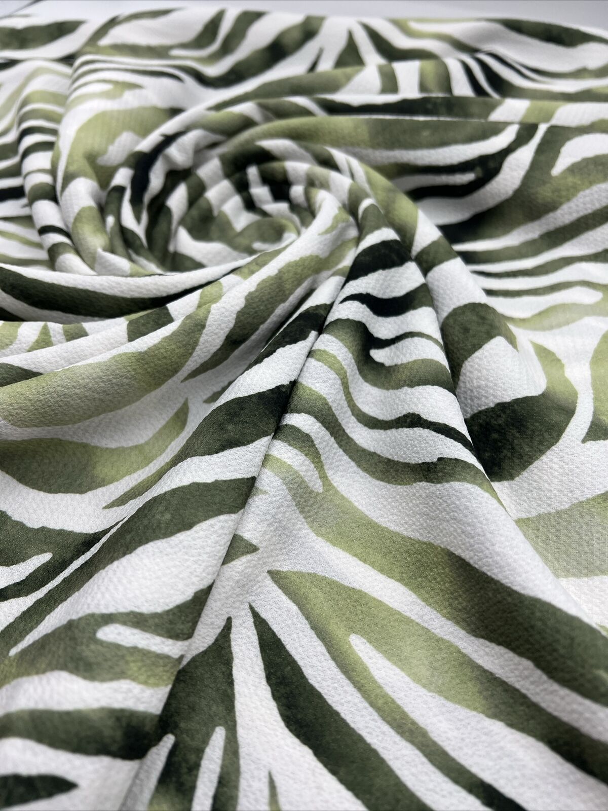 Green Zebra Print Chiffon Fabric - T9 Fabrics