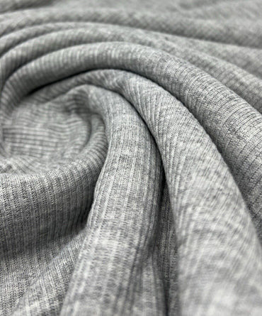 Grey 2X1 Fine Rib Stretch Fabric - T9 Fabrics