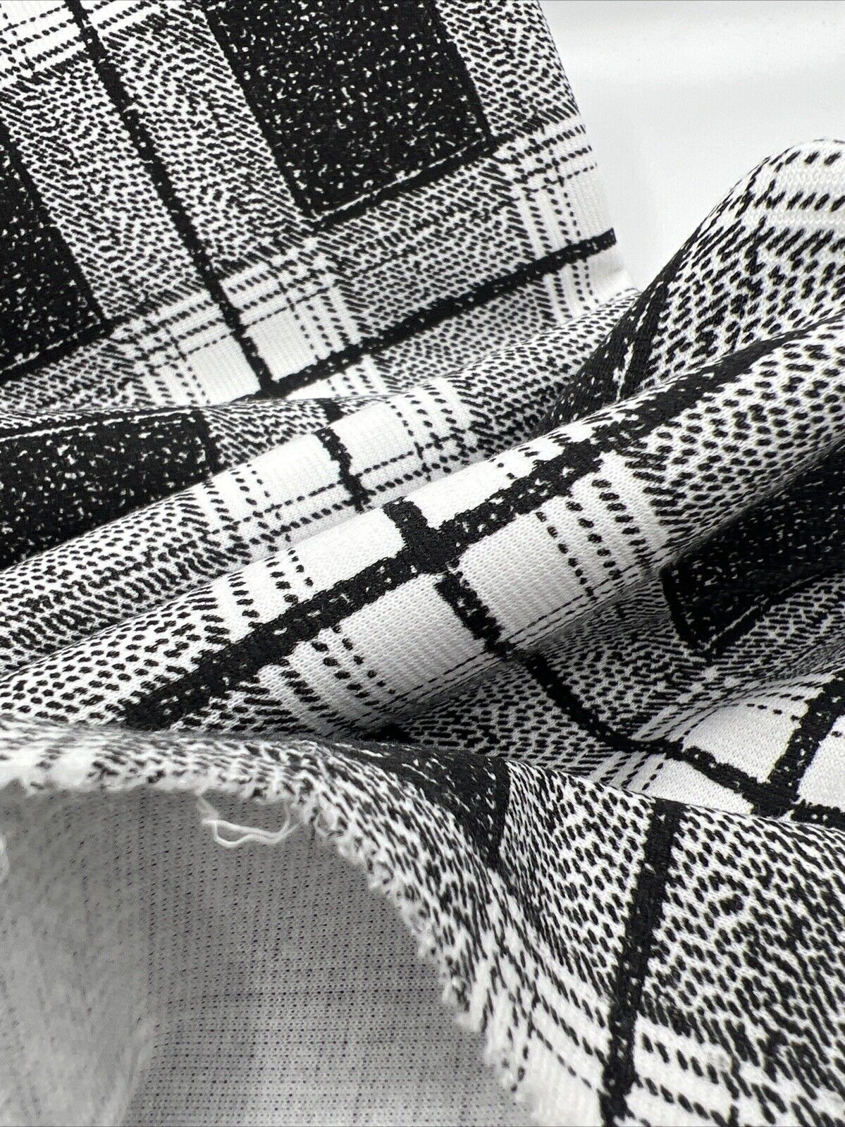 Grey Black Check Ponte Fabric - T9 Fabrics