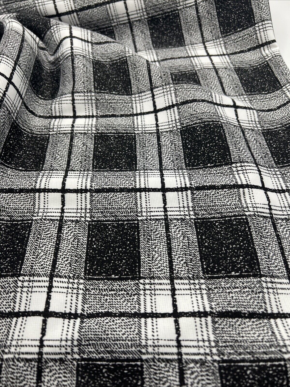 Grey Black Check Ponte Fabric - T9 Fabrics