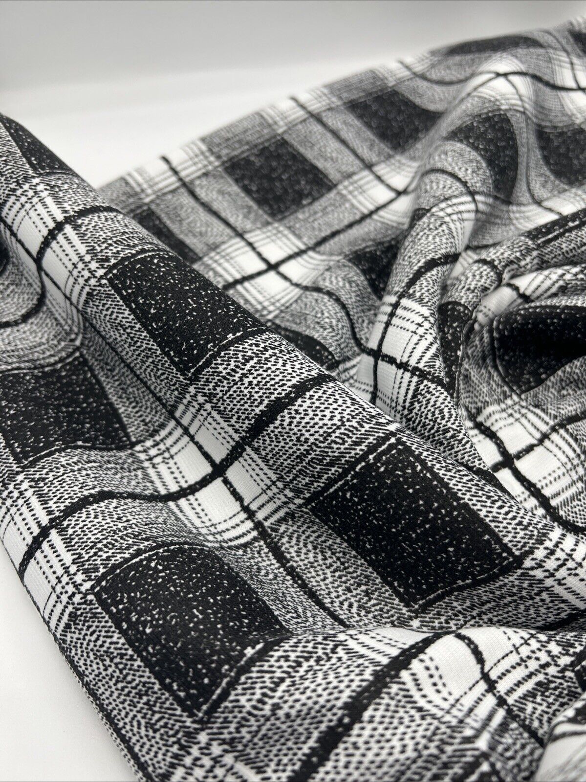 Grey Black Check Ponte Fabric - T9 Fabrics