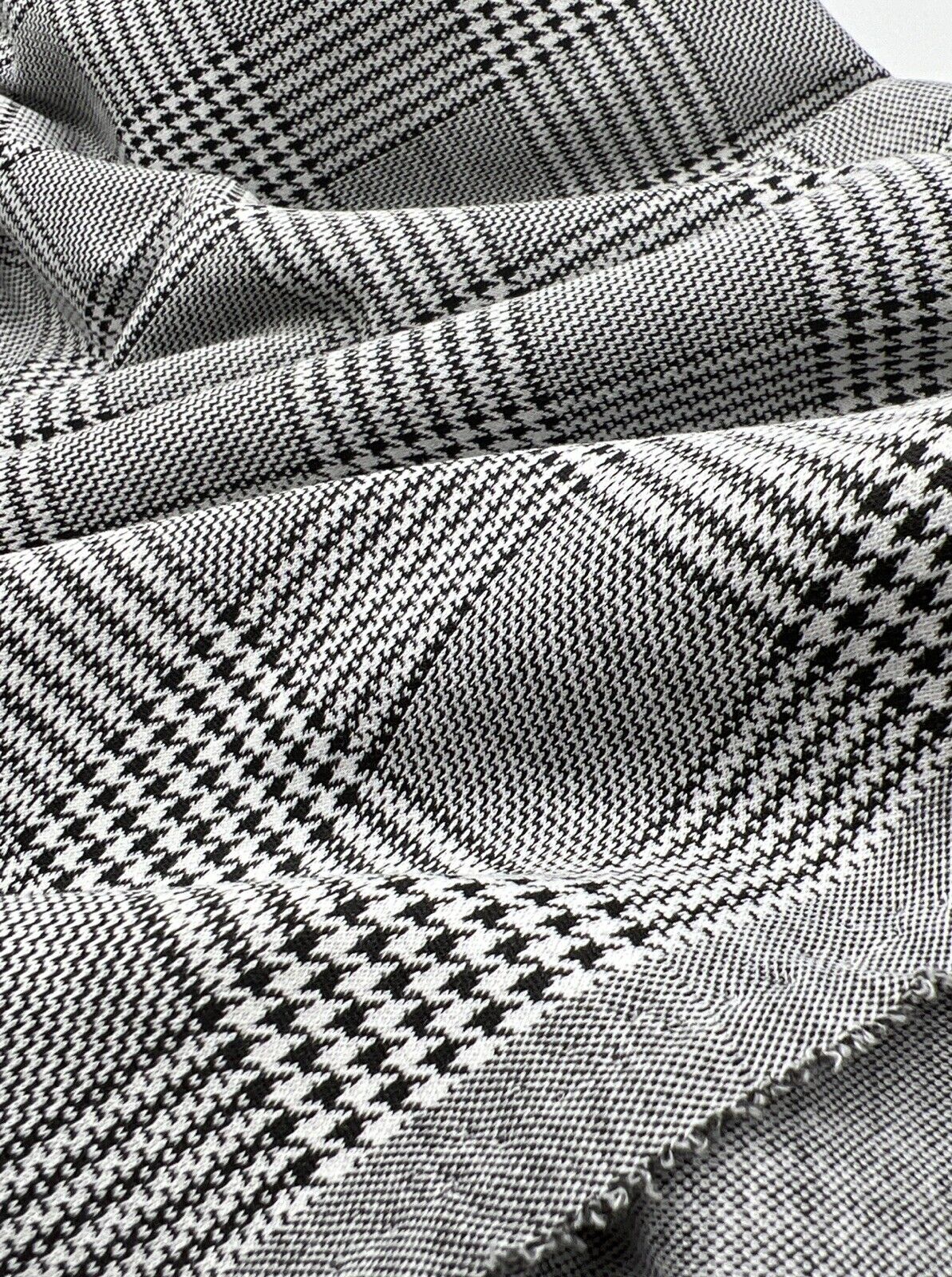 Grey Black Check Ponte Fabric - T9 Fabrics