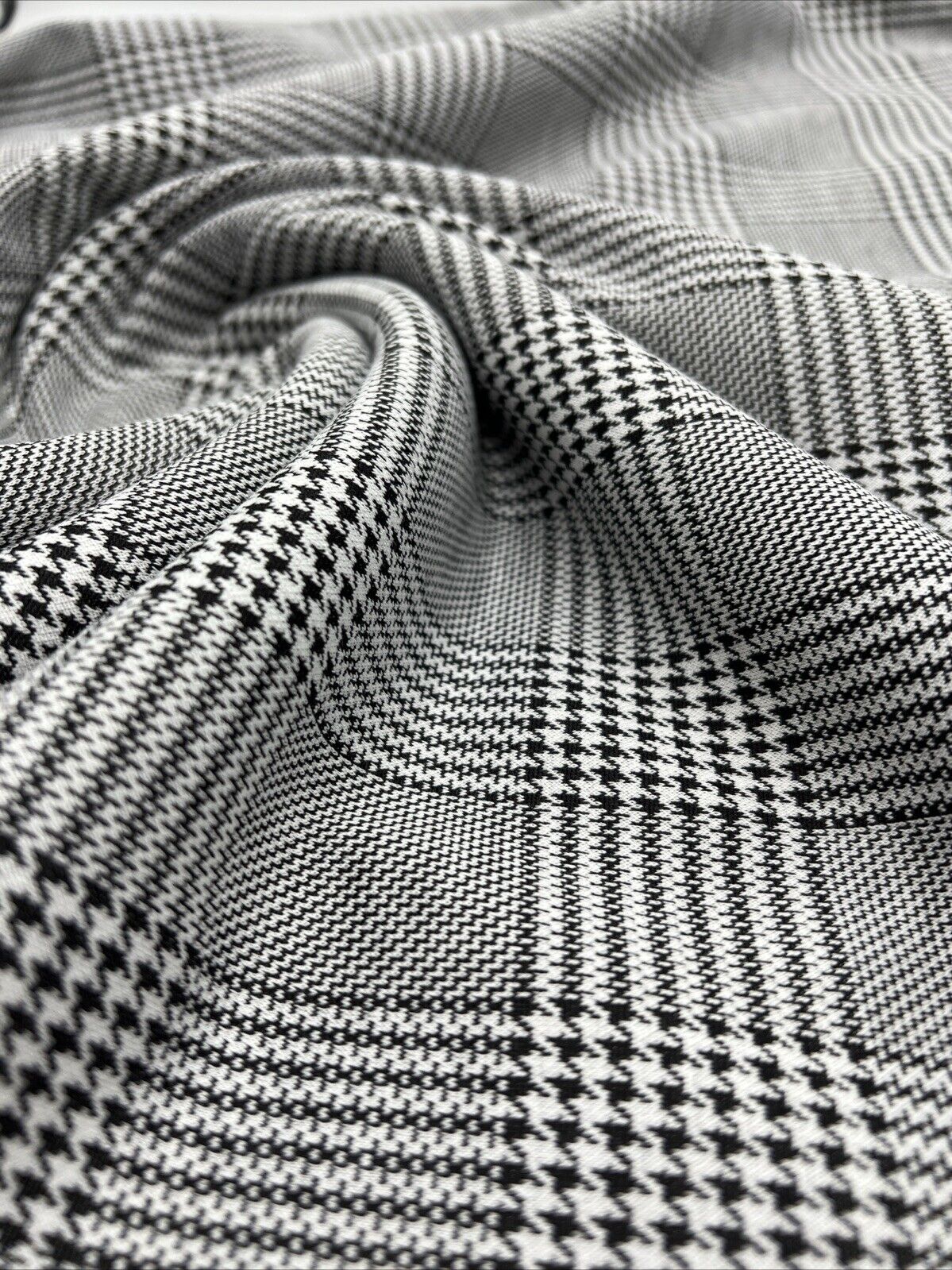 Grey Black Check Ponte Fabric - T9 Fabrics