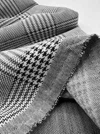 Grey Black Check Ponte Fabric - T9 Fabrics