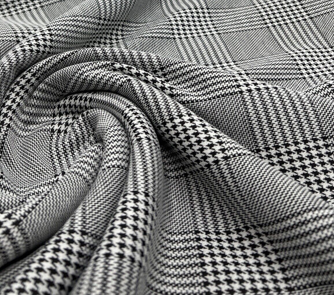 Grey Black Check Ponte Fabric - T9 Fabrics