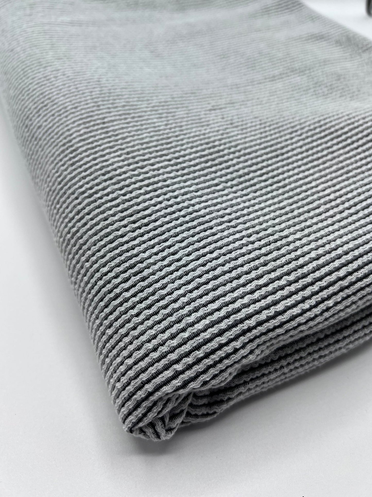 Grey Black Crinkle Rib Stretch Fabric - T9 Fabrics