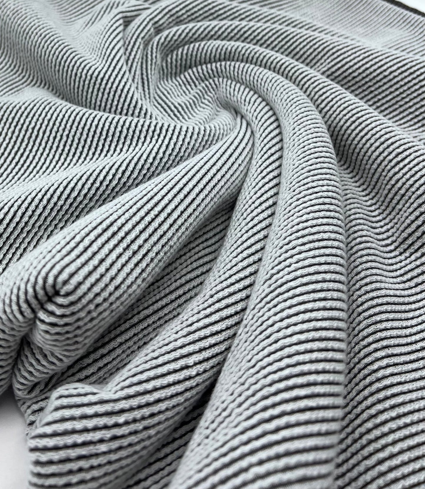 Grey Black Crinkle Rib Stretch Fabric - T9 Fabrics