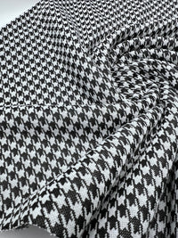 Grey Black Dogtooth Ponte Fabric - T9 Fabrics