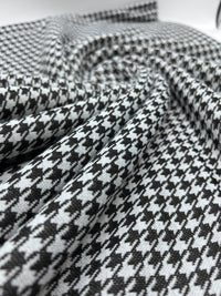 Grey Black Dogtooth Ponte Fabric - T9 Fabrics