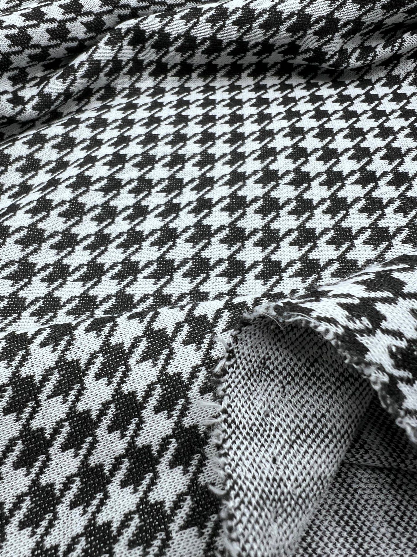 Grey Black Dogtooth Ponte Fabric - T9 Fabrics