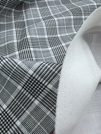 Grey Check Print Scuba Crepe Fabric 4 Way Stretch - T9 Fabrics