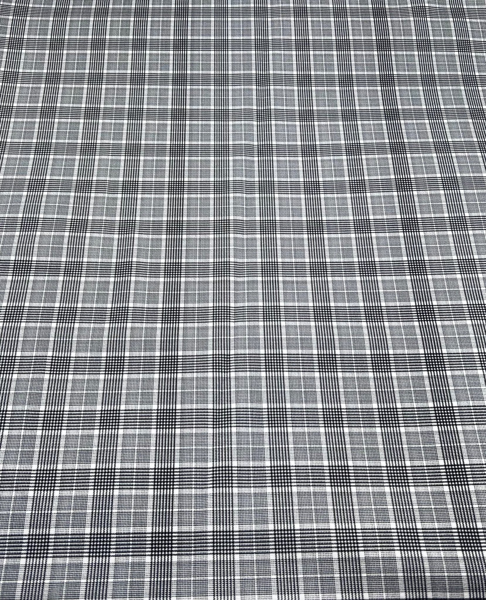 Grey Check Print Scuba Crepe Fabric 4 Way Stretch - T9 Fabrics