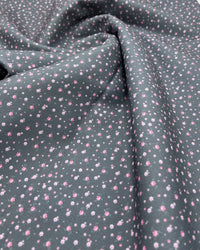 Grey Ditsy Floral Printed Scuba Crepe Jersey Fabric 4 Way Stretch - T9 Fabrics