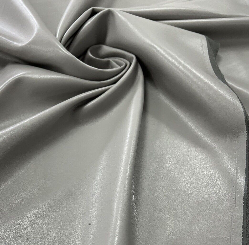 Grey Faux Leather Leatherette Stretch Fabric - T9 Fabrics