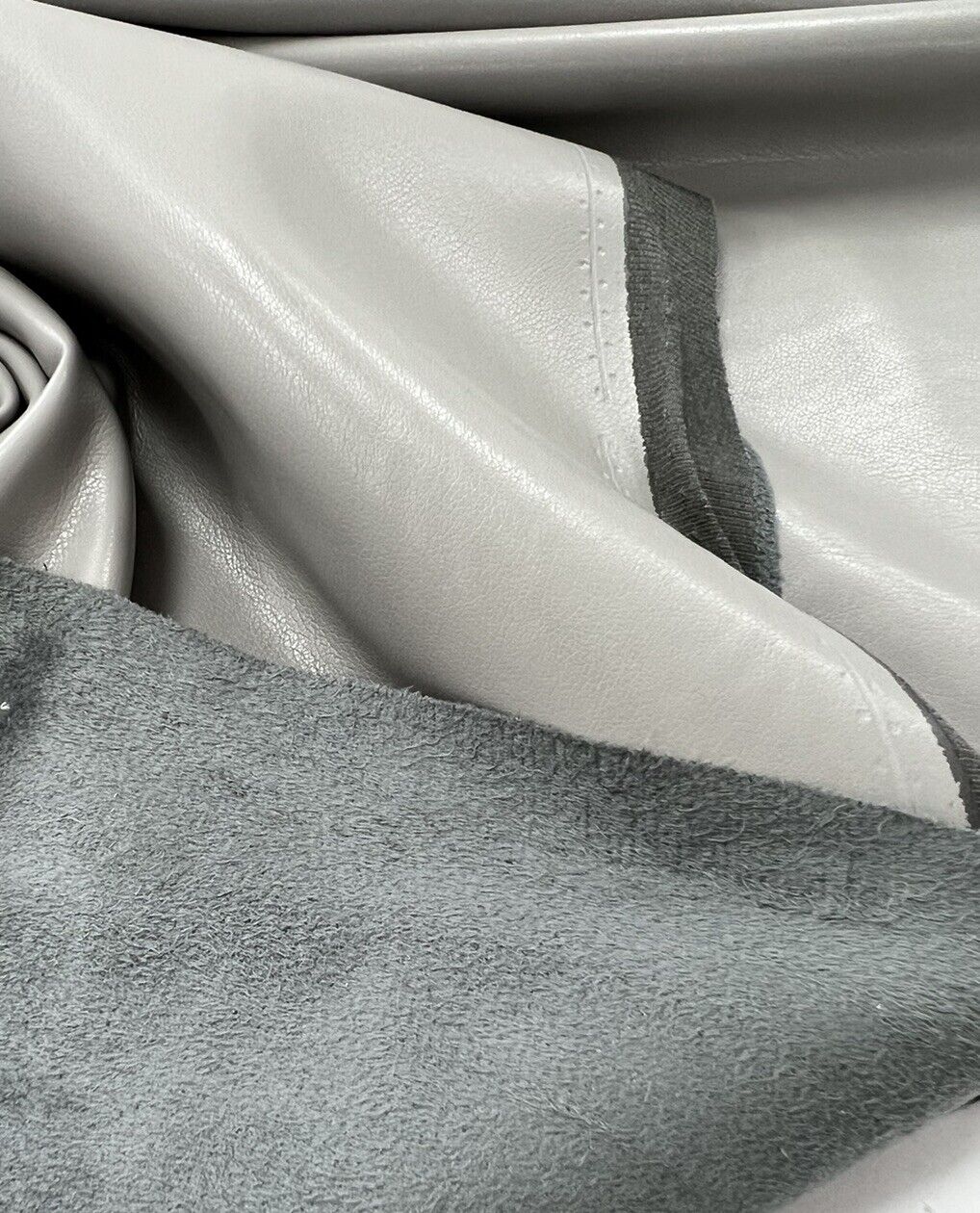 Grey Faux Leather Leatherette Stretch Fabric - T9 Fabrics