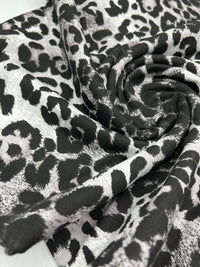 Grey Leopard Print Viscose Elastane Fabric - T9 Fabrics