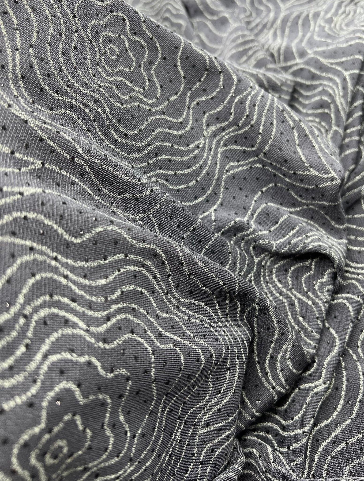 Grey Patterned Glitter Sequin 4 Way Stretch Dress Craft Fabric - T9 Fabrics